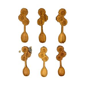 ช้อนไม้แกะสลักลายดอกไม้ - ช้อนไม้เสิร์ฟอาหาร - ของตกแต่งอาหาร - งานฝีมือช้อนไม้ - Product Image 2