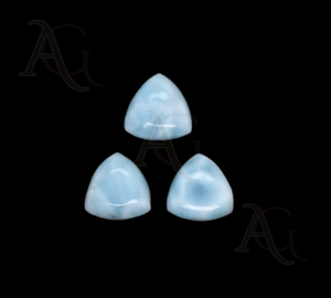 Larimar cabochon taille trillion, pierre précieuse bleue en vrac, pour la fabrication de bijoux en argent, dos plat, de 4 mm à 20 mm, pectolite bleu ciel - Product Image 4