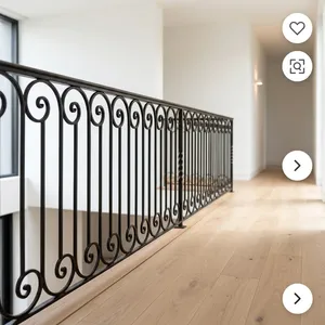 Traditional Cast Iron <b>Stair</b> <b>Railings</b> Wall-Mounted Rust Resistant Balustrade For Indoor Staircase Handrails - Product Image 5