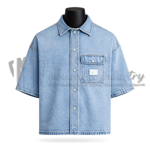 Camisa de Mezclilla Personalizada para Hombre, Estilo Casual Otoñal, Talla Grande, con Botones a Presión, Fabricante de Ropa Ecológica ODM - Product Image 1