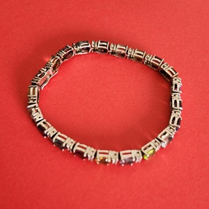 Bracelet à maillons fins en argent sterling 925 de créateur fait à la main Pierres précieuses multicolores légères pour les fêtes de mariage des dames - Product Image 4
