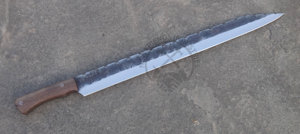 Couteau Viking Seax en acier à haute teneur en carbone forgé à la main, lame de 18 pouces, manche en bois de noyer ambidextre, finition polie, couteau sax médiéval - Product Image 4