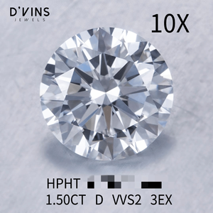Bijoux D'vins : Diamant de laboratoire CVD taille brillant 1,5 carat, couleur D, HPHT, excellent rapport qualité-prix, cadeau de Noël - Product Image 2