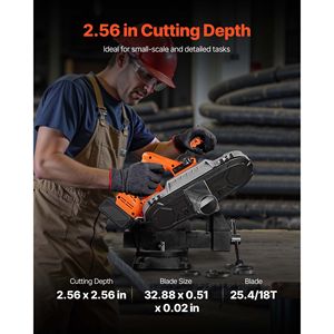 <b>Portable</b> 20V Band Saw Kit 2.56 Inch Deep Cut <b>AC</b> 110V 360W Brushless Motor 4.0 Ah Battery Cordless Compact for Metal Saw - Product Image 2