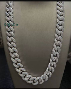 <b>Statement</b> <b>Necklace</b> 18K Gold Rhodium S925 Silver Lab Grown Diamond Crystal Link Chain Unisex Luxury Wedding Anniversary Jewelry - Product Image 1