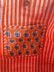 กระเป๋าช้อปปิ้งขนาดใหญ่สไตล์โบฮีเมียนแบบควิลท์ลายบล็อกพิมพ์มือ สำหรับผู้หญิง เหมาะสำหรับไปทะเลและเดินทาง - Product Image 3