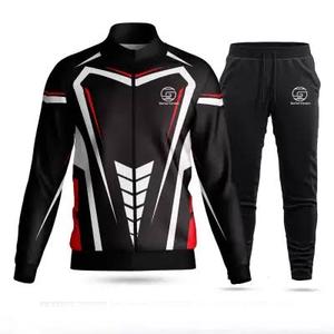 Chándal Deportivo Sublimado para Hombre, Manga Larga, Cierre Frontal con Cremallera, Diseño Sólido, Estilo Urbano, Negro, Blanco, Rojo, Poliéster, Ropa de Invierno - Product Image 1