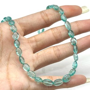 Collar de gargantilla con cuentas de apatita Natural, forma ovalada suave, para mujeres y niñas, collar ajustable hecho a mano de 5 a 8mm, joyería - Product Image 6