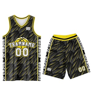 OEM Basketball Jersey Set Custom Logo Sublimation Printing Black Blue Geometric Mesh V Neck Sleeveless Adult Team Uniform <b>Elite</b> - Product Image 5