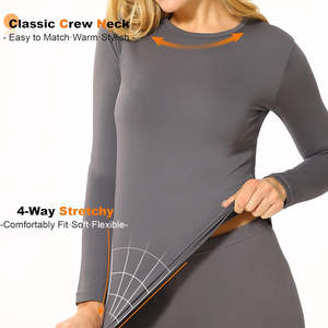 Sous-vêtements thermiques d'hiver, caleçons longs avec doublure en polaire double couche, caleçons longs pour femmes de haute qualité avec polaire - Product Image 3