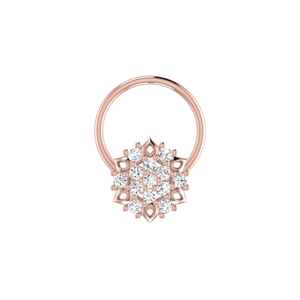 AJRETAIL 0.06 กะรัต บริลเลียนท์ HI คัลเลอร์ ทอง 14K เข็มกลัดจมูกสไตล์ชาติพันธุ์สำหรับผู้หญิง เพชรความใส VS-SI - Product Image 2