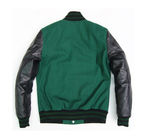 เสื้อแจ็คเก็ต Letterman Varsity สำหรับผู้ชาย ปักลายเชนิลล์แบบกำหนดเอง ผ้าขนสัตว์ 100% แขนหนังแท้ สไตล์สตรีทแวร์ - Product Image 6