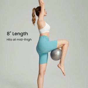 Shorts de yoga taille haute respirants pour femmes, confort athlétique, en Spandex/Coton doux à compression personnalisée, pour programmes d'impression - Product Image 4
