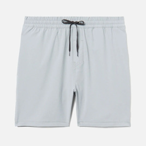 Shorts de Playa para Hombre, Color Gris Claro, de Secado Rápido, con Cordón en la Cintura y Bolsillos, Traje de Baño Tejido de Color Sólido, Corte Medio - Product Image 1