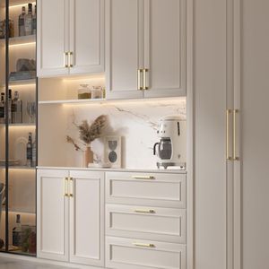 Lot de 5 poignées de meuble en alliage de zinc massif de 5 pouces, finition or brossé et laiton, pour tiroirs de cuisine et commodes, poignées et boutons de meubles - Product Image 3