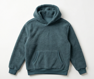 Sweat-shirt en molleton vert foncé pour homme, style pull, coupe classique, doublure Sherpa, couleur unie, tricoté, pour l'hiver - Product Image 1