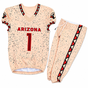 Conjunto de Camiseta de Fútbol Americano Sublimada con Cuello en V, Manga Corta, Spandex/Poliéster, Blanco y Negro, Absorbe la Humedad, Nombre del Equipo Personalizado - Product Image 1