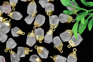 Pendentifs breloques en cristal d'améthyste naturelle brute plaquée or, pierres précieuses violettes brutes, pour la guérison, composants de bijoux DIY, collier bohème, boucles d'oreilles - Product Image 5