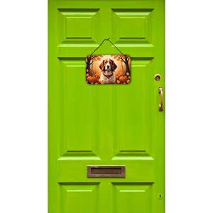 Brittany Spaniel Fall Wall Door Hanging Prints Panneau en métal en aluminium multicolore pour cuisine Bar Salle de bain Home Decor 8HX12W - Product Image 2