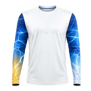 Camisa de Pesca de Manga Larga para Hombre, Blanca, Azul y Amarilla, con Estampado por Sublimación, Protección UPF 50, Anti-UV, de Poliéster, Estilo Pullover para Actividades al Aire Libre - Product Image 4