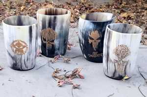 Mug en corne de buffle naturelle, style viking, fait main, verre à bière en corne, vaisselle rustique pour la vente en gros et l'usage domestique - Product Image 5