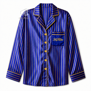 Sigma Gamma Rho Sorority Women's Striped Pajama Set Button-Front PJs With Drawstring Pants Comfortable Sleepwear Cozy Loungewear - Product Image 2