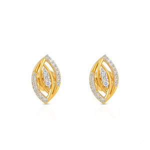 Pendientes con diamantes y marco de doble hoja dorada - Product Image 1