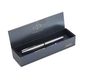 Stylo à bille Parker Frontier en acier inoxydable avec finition chromée, encre bleue, cadeau pour les employés, cadeaux uniques pour les entrepreneurs - Product Image 1