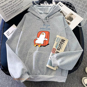 Sweat-shirts à capuche pour femmes, motif canard amusant, décontractés, en polaire pour l'hiver - Product Image 4