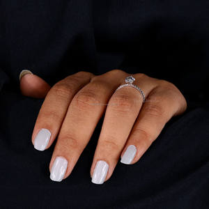 Anillo de compromiso de diamante cultivado en laboratorio con corte Marquesa certificado IGI con ajuste de pavé de seis puntas en oro blanco para regalo de aniversario - Product Image 2