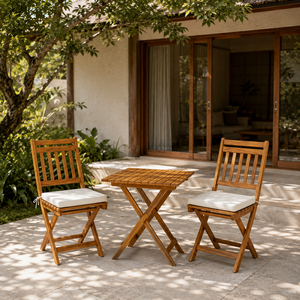 Solid Teak Wood Outdoor Bistro Set <b>Folding</b> <b>Table</b> Chairs Garden Patio Resort Villa Furniture - Product Image 3