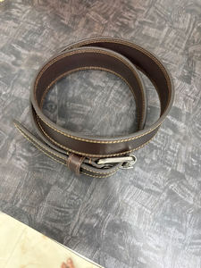 Top Quality Premium Full Grain Leather <b>Belt</b> for Men with Matte <b>Silver</b> <b>Buckle</b> and Contrast Stitching - Product Image 5