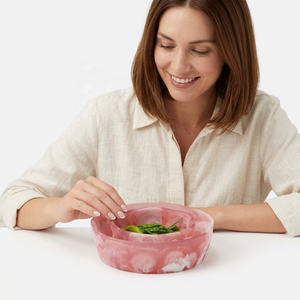 Bol de service écologique en résine polie pour salade et fruits, sculpté, élégant, fait main, de qualité alimentaire, durable, classique, empilable, compatible lave-vaisselle - Product Image 1