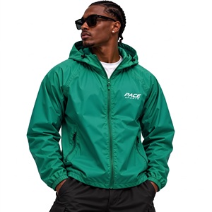 <b>mens</b> forest pine green <b>waterproof</b> <b>rain</b> <b>jacket</b> technical hood windbreaker breathable nylon zip running athletic streetwear outfit - Product Image 1