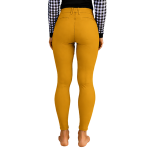 Pantalon d'équitation jaune moutarde pour femme, taille haute, extensible, avec grip aux genoux, pour entraînement et compétition - Product Image 2