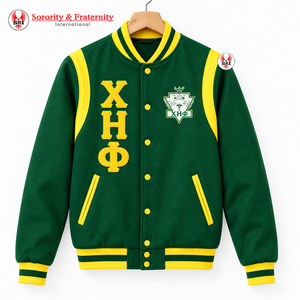 Veste de sororité Chi Eta Phi écologique matelassée brodée pour femmes |   Veste en laine sur mesure brodée pour femmes de sororité - Product Image 1