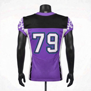 Camiseta de Fútbol Americano para <span class=keywords><strong>Hombre</strong></span>, Cuello en V, Malla Transpirable, Número Impreso por Sublimación, Corte Atlético, Manga Corta, Tallas Grandes - Product Image 3