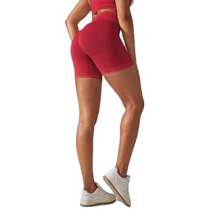 Pantalones cortos de gimnasio con logotipo personalizado 2025 para mujer, ropa deportiva transpirable de cintura alta de secado rápido con bolsillos, lavado de colores para correr - Product Image 1