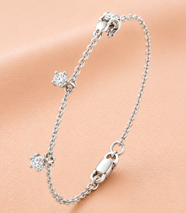 Delicada Pulsera de Cadena con Diamantes para Mujer, Minimalista, en Oro, Plata y Oro Rosa, Joyería de Lujo, Regalo - Product Image 2