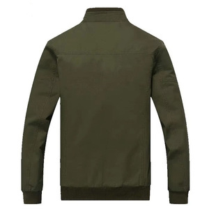 Olive Drab Stand Collar Utility Bomber Jacket Men Premium Cotton Twill Zip Front OEM Casual Outerwear - Product Image 6