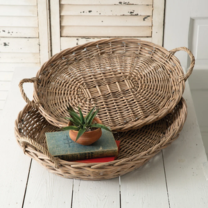 Plateau rond en rotin tressé à la main, grand format, simple et élégant, avec poignées, style bohème, pour la décoration moderne de la maison - Product Image 5