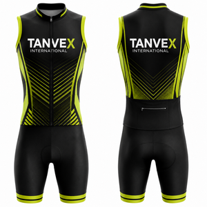 Ensemble de maillot de cyclisme unisexe TANVEX INTERNATIONAL, écologique, imprimé camouflage noir, respirant, en spandex et polyester, fermeture éclair intégrale - Product Image 4