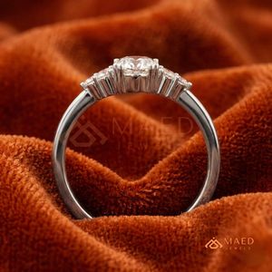 Moissanite Three <b>Stone</b> Ring for Women Silver Tone Engagement Anniversary Jewelry Elegant Daily Wear Style - Product Image 4