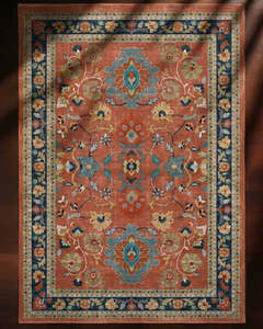 Alfombra de Poliéster con Diseño Floral Persa de Mittal Textile, Fabricada a Máquina, Pelo Medio, Base de Goma Antideslizante para Uso Doméstico y Comercial - Product Image 1