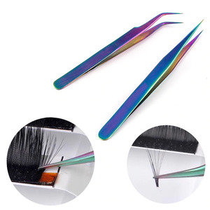 Pinzas Curvas y Rectas de 1 Pieza, Color Arcoíris, para Extensión de Pestañas, Decoración de Uñas, Removedor de Piel Muerta, Herramientas de Manicura y Maquillaje - Product Image 3