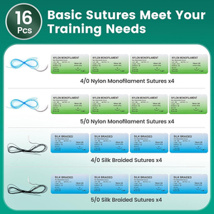 Kit d'entraînement à la suture réutilisable de qualité supérieure pour fournisseurs : Outils en acier inoxydable, coussinets en silicone durables avec plaies pré-découpées - Product Image 5
