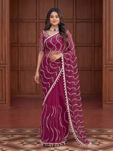 Premium Sequin Embroidered Organza Summer Reversible Wrinkle-Free Dupatta for Women Designer Ethnic Wedding Party Wear Fancy <b>Net</b> - Product Image 4