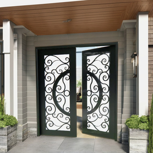 Custom Wrought Iron <b>Patio</b> <b>Door</b> and Front Entry <b>Doors</b> with Steel <b>Security</b> Design for Elegant Modern Homes with tempered glass - Product Image 4