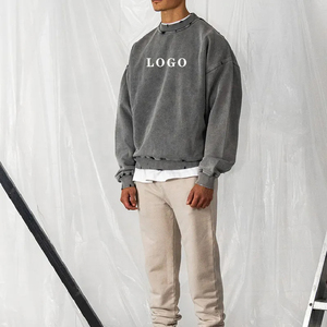 Sweat-shirt à col rond pour homme, coupe ample, 100% coton French Terry, délavé à l'acide, respirant, style vintage, imprimé numérique, personnalisable - Product Image 2