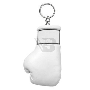 Porte-clés en cuir PU et métal avec boule en plastique en forme de cercle, mini-gant de boxe personnalisé avec logo imprimé, porte-clés promotionnel - Product Image 3